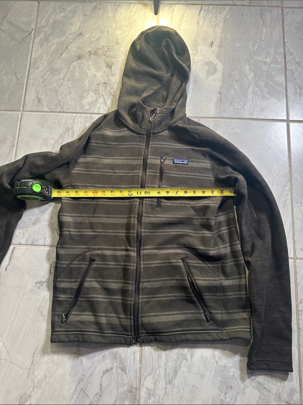 Patagonia Men's Better Sweater Full-Zip Hooded Jacket dark grey Stripe medium